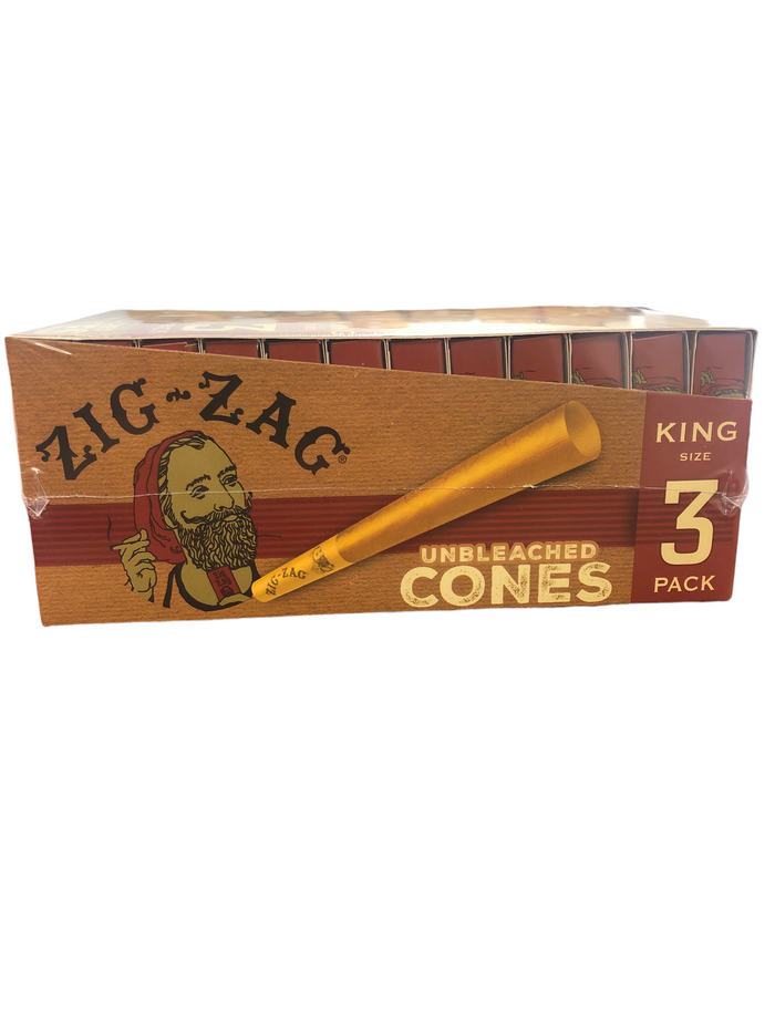 ZIG-ZAG | KING SIZE UNBLEACHED CONES | 24pk | 3 ct