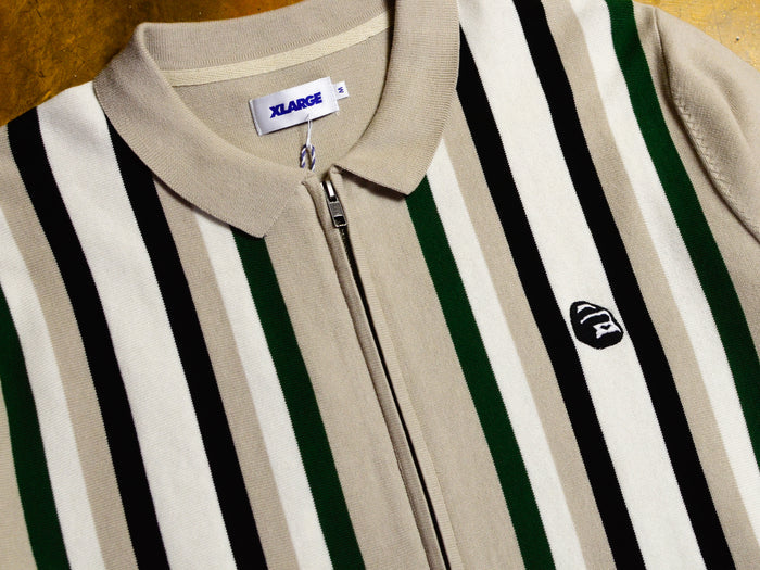 Zip Knit Long Sleeve Polo - Bone