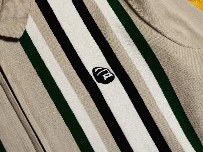 Zip Knit Long Sleeve Polo - Bone